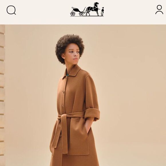 70s CASHMERE WRAP COAT TAN RELAXED MINIMALIST CUSTOM TAILORED XL HERMES XL